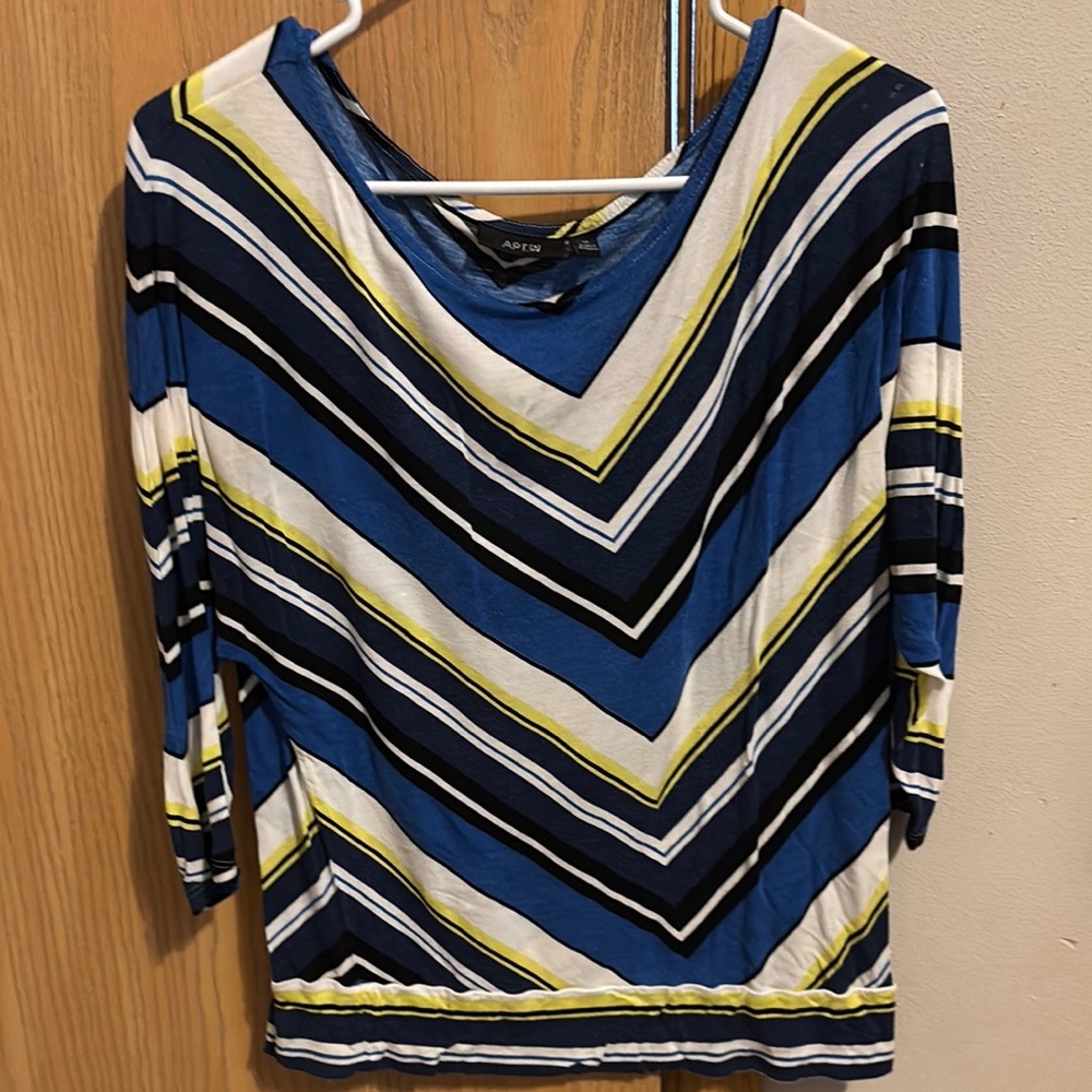 Apt. 9 Blue and White Fitted Blouse